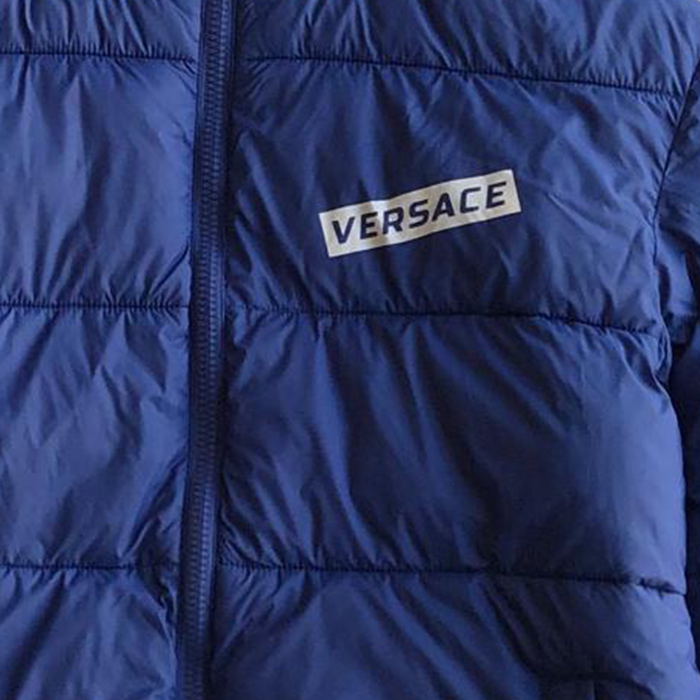 Футболка FANSIZHE FW22 Пуховик Мужская Синяя VERSACE — фото 2