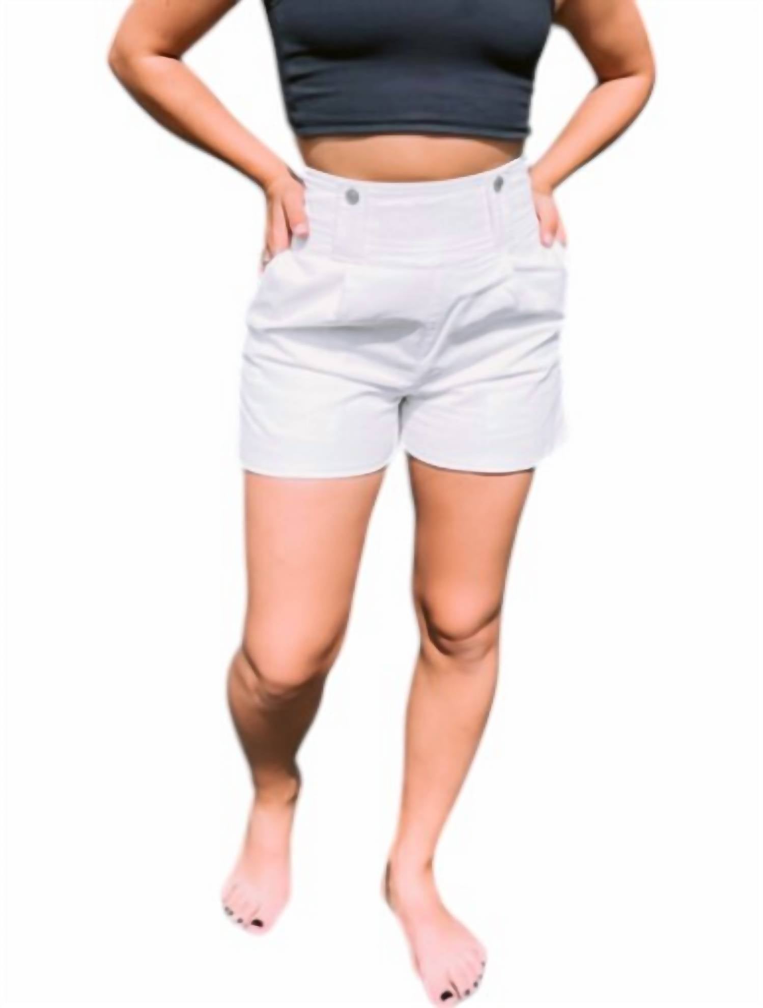 

Белые высокие шорты из вельвета CRESCENT