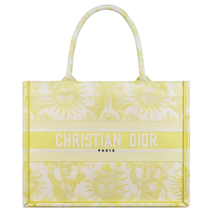 

Вышитая сумка-шоппер Dior среднего размера женская желтая
