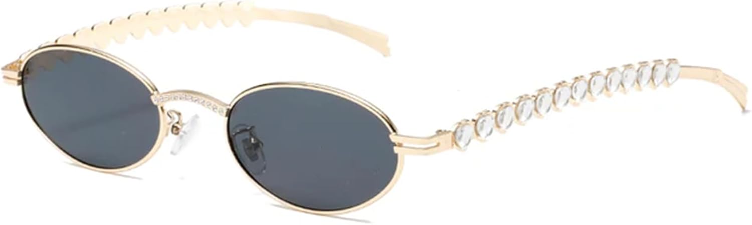 

Willochra Fashion Женские солнцезащитные очки со стразами Овальные солнцезащитные очки Винтажные панк-очки Мужские очки с блестящим сердцем и бриллиантами F25, Gold Black