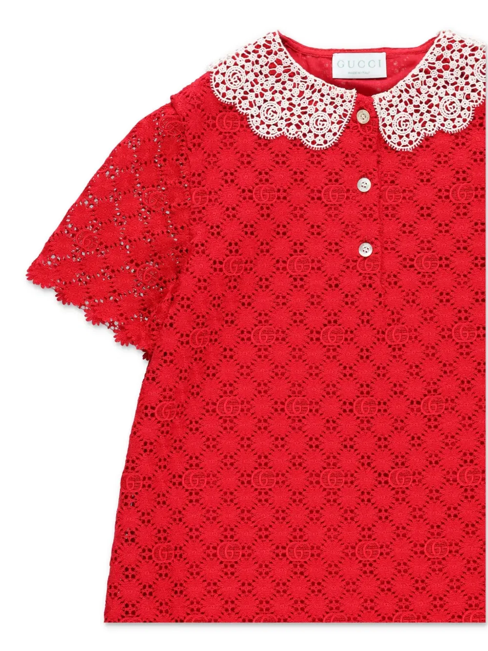 Платье с цветочным принтом Double G Gucci Kids, красный — фото 3