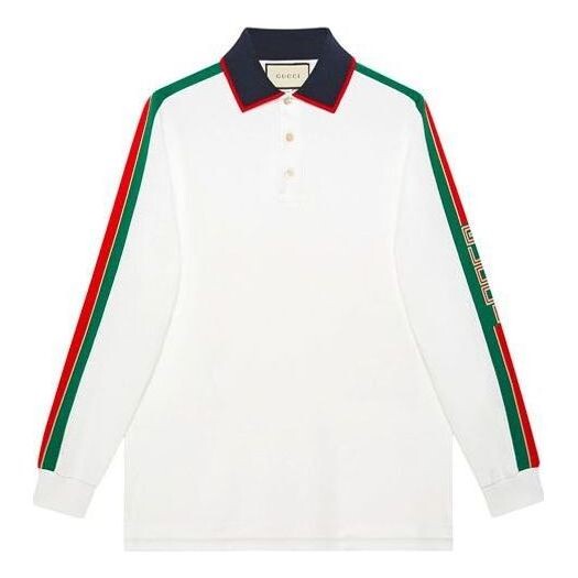 

Рубашка поло cotton jersey polo with stripe 'white' Gucci, белый