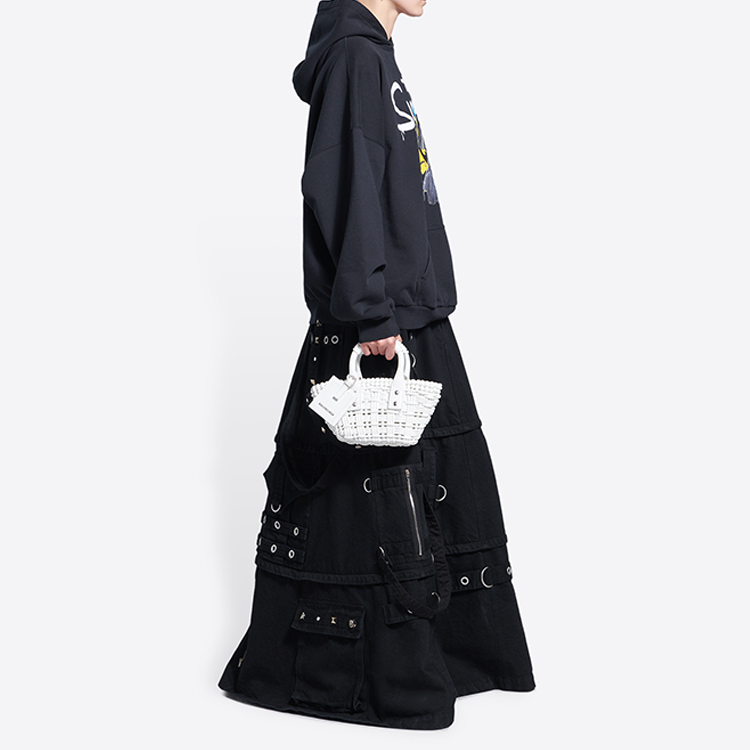 Balenciaga BISTRO Woven Basket Bag Tote Bag Shopping Bag Crossbody Bag Handbag Extra Small Women's White — фото 4