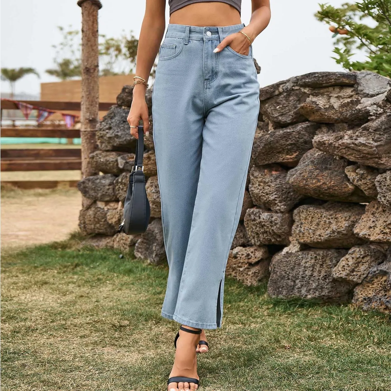 Женские джинсы High Waisted Straight Leg с эффектом стрейч — фото 4