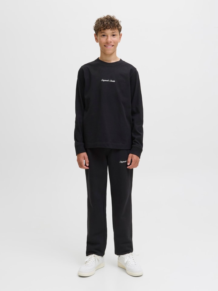 JACK & JONES Junior Черная футболка с длинными рукавами — фото 4