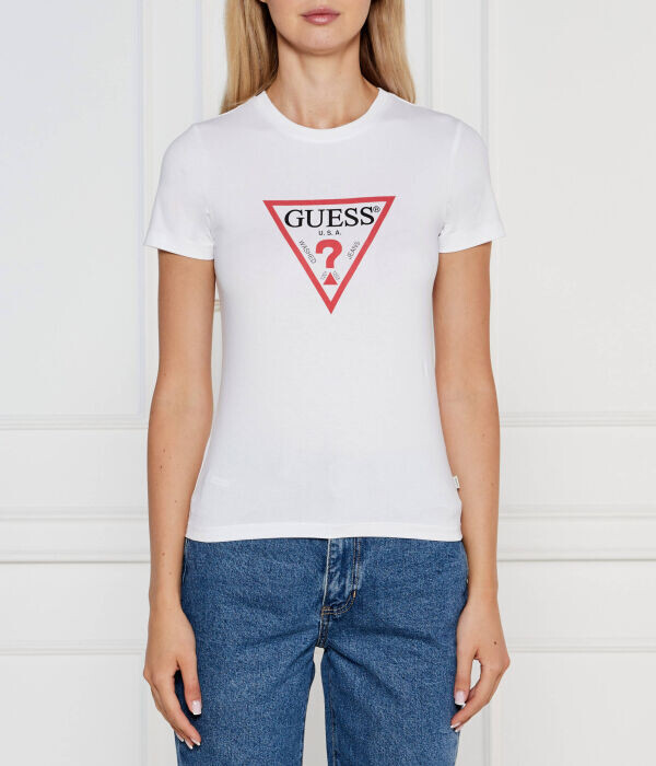 

Футболка женская Guess Jeans с принтом и логотипом, белый