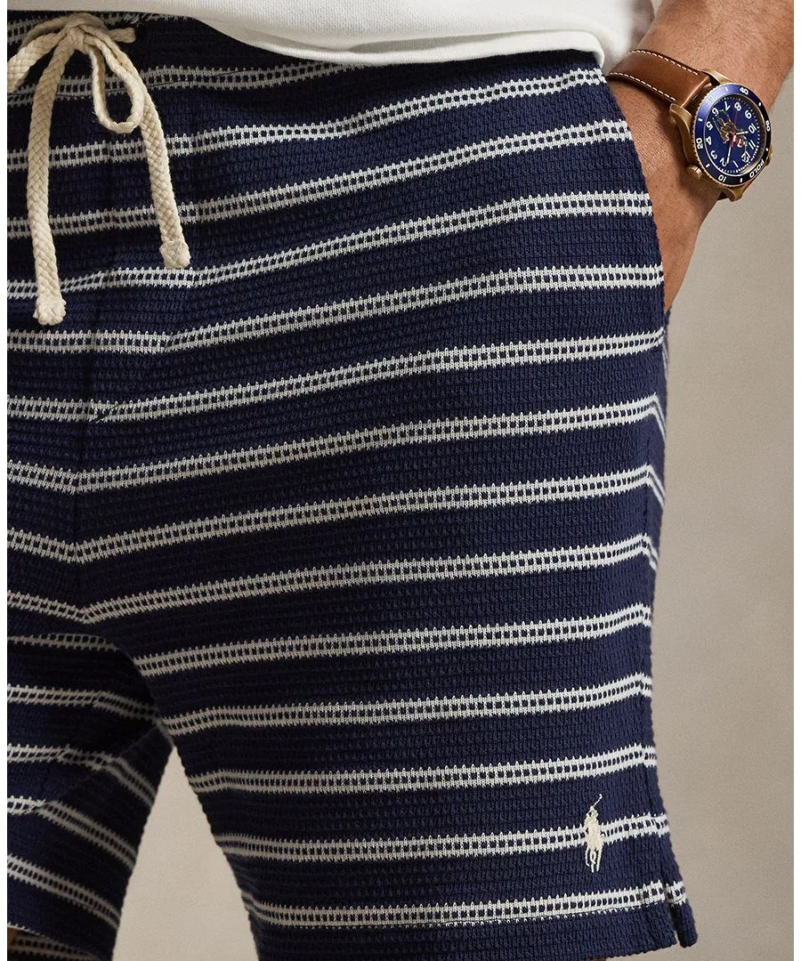 Мужские полосатые облегающие шорты Polo Ralph Lauren, Newport Navy/Cream — фото 3