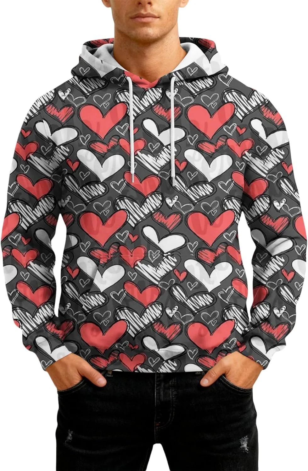 

Унисекс худи с принтом в виде сердца на День святого Валентина THMENKHT