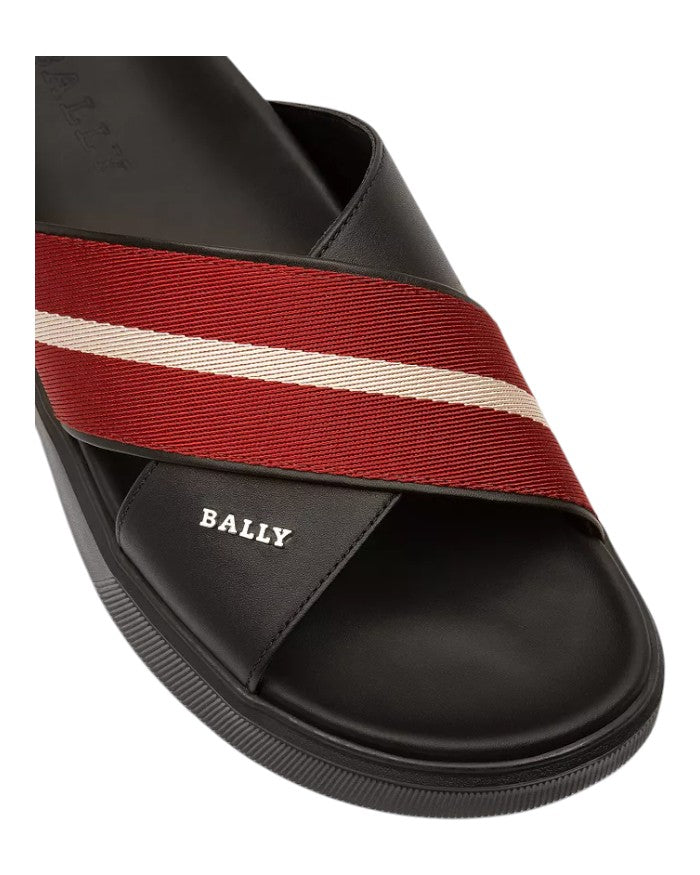Bally Jake 6300473 Мужские черно-красные сандалии из телячьей кожи — фото 2