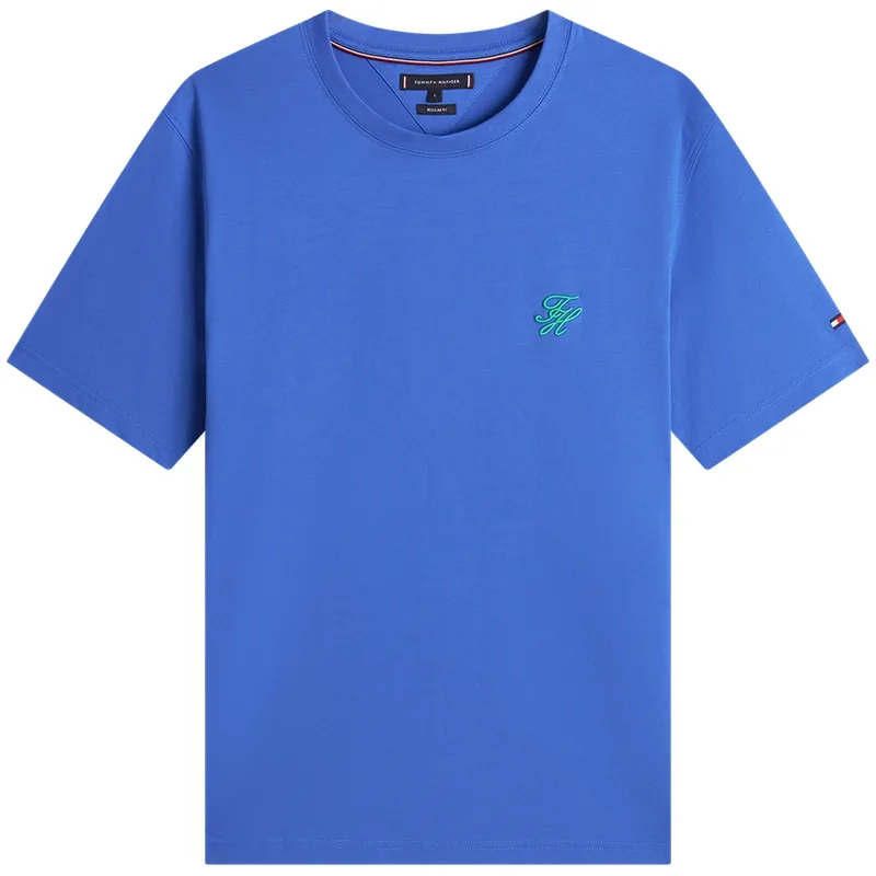 Футболка с логотипом и деталями на груди Tommy Hilfiger, Blue C4U