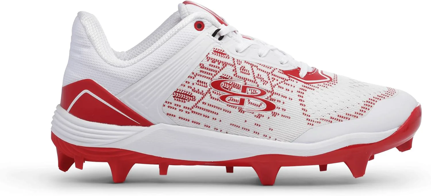Мужские бутсы Boombah Viper Pureknit с литой подошвой - Status - Разные цвета - Разные размеры, белый/красный — фото 3
