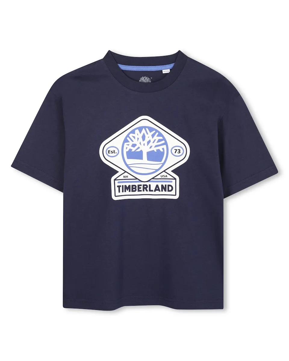 

Детская хлопковая футболка Timberland, темно-синий