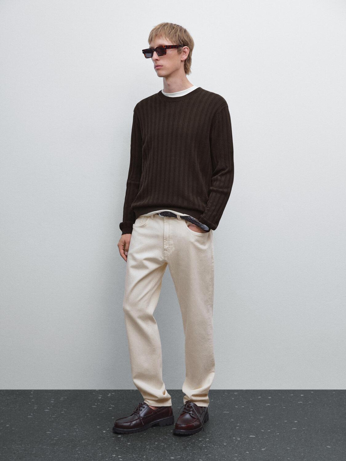 

Зауженные джинсы Massimo Dutti, кремовый