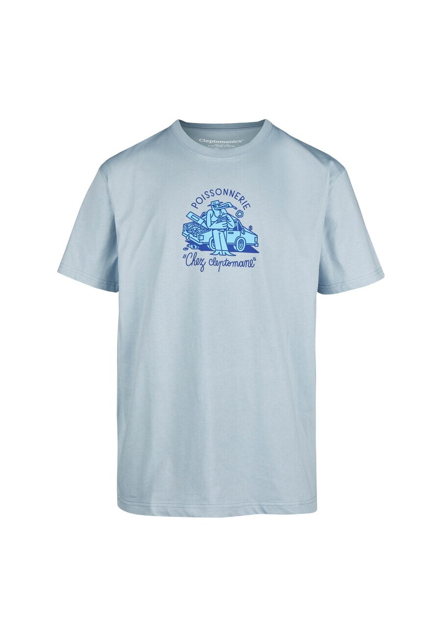 

Футболка Cleptomanicx Shirt Poissonerie, светло-синий