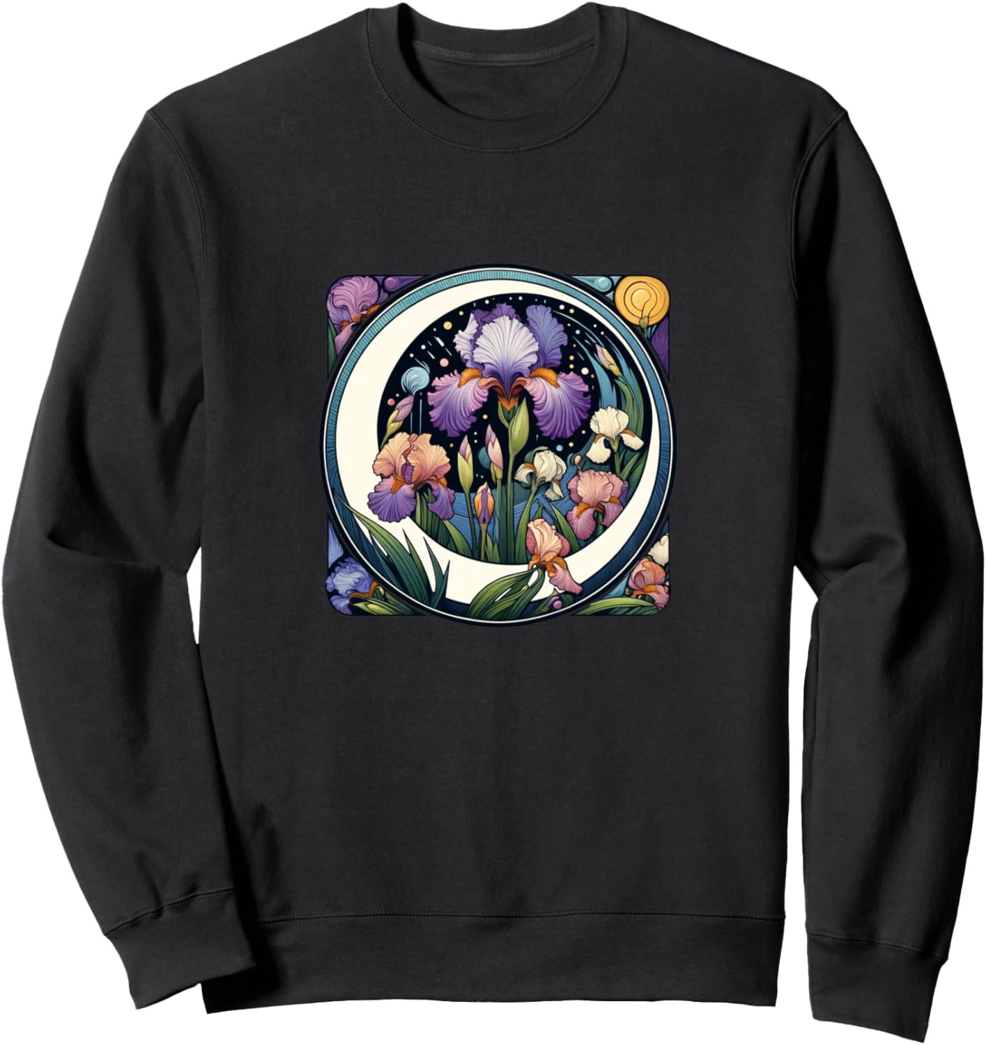 

Иллюстрация цветка ириса в стиле модерн. Толстовка с изображением ириса Cat Snugg, черный
