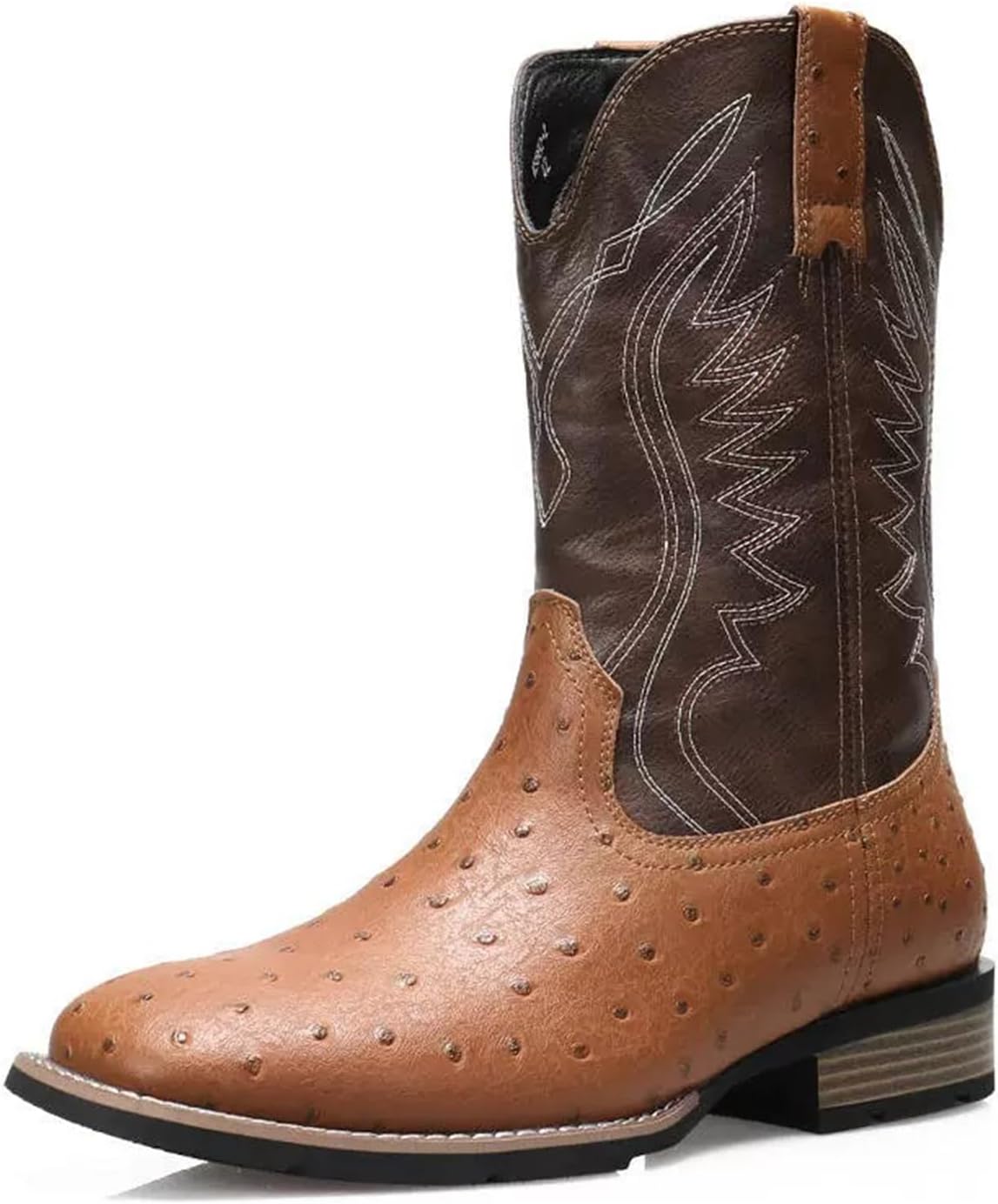 

Мужские повседневные стильные ботинки с вышивкой, на пятке, с противоскользящей подошвой, ретро с квадратным носком, деревенские ботинки Generic, коричневый