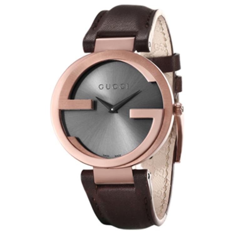 

GUCCI Часы Interlocking Collection Wrist Watch Quartz Movement Genuine Leather Strap Coffee Watch Dial Unisex, Brand-New Out of Warranty