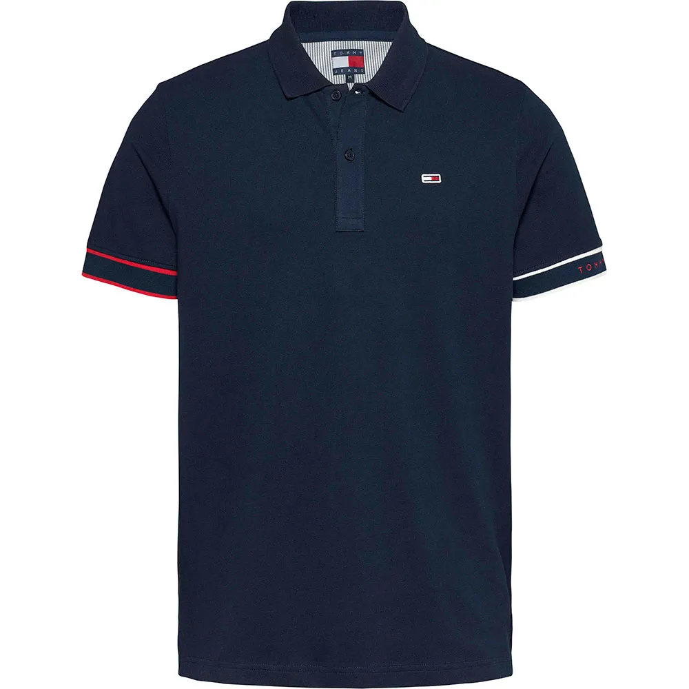 

Поло с коротким рукавом Tommy Jeans Flag Cuff Slim Fit, синий