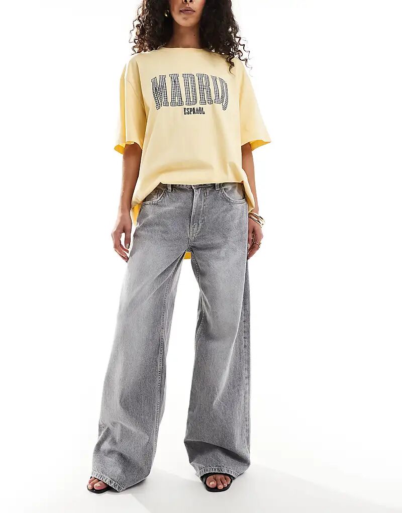 

Джинсы Bershka Wide Leg светло-серого цвета