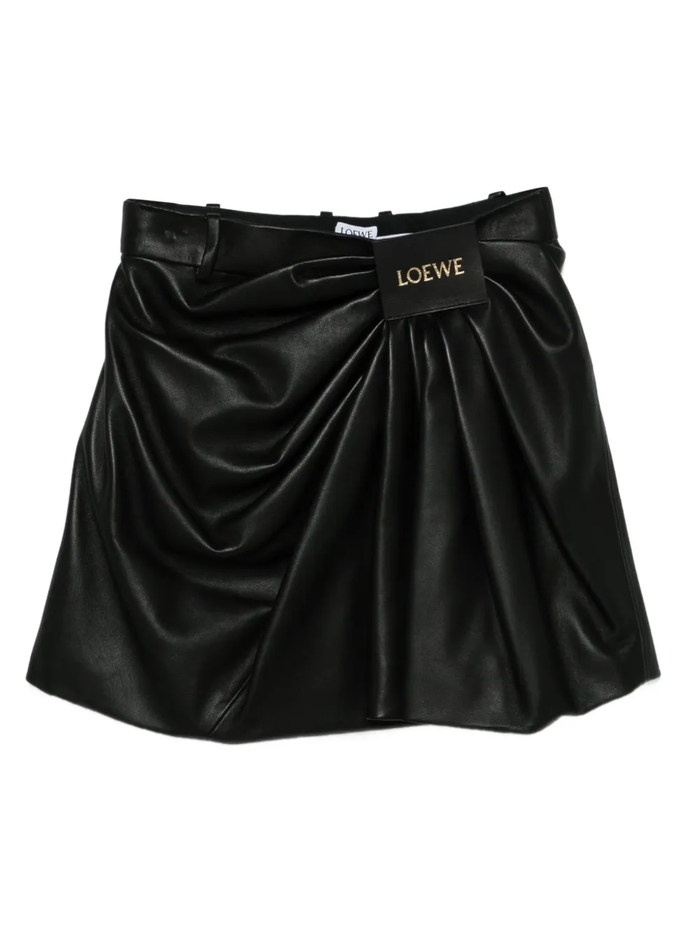 

Кожаная юбка с драпировкой LOEWE, черный