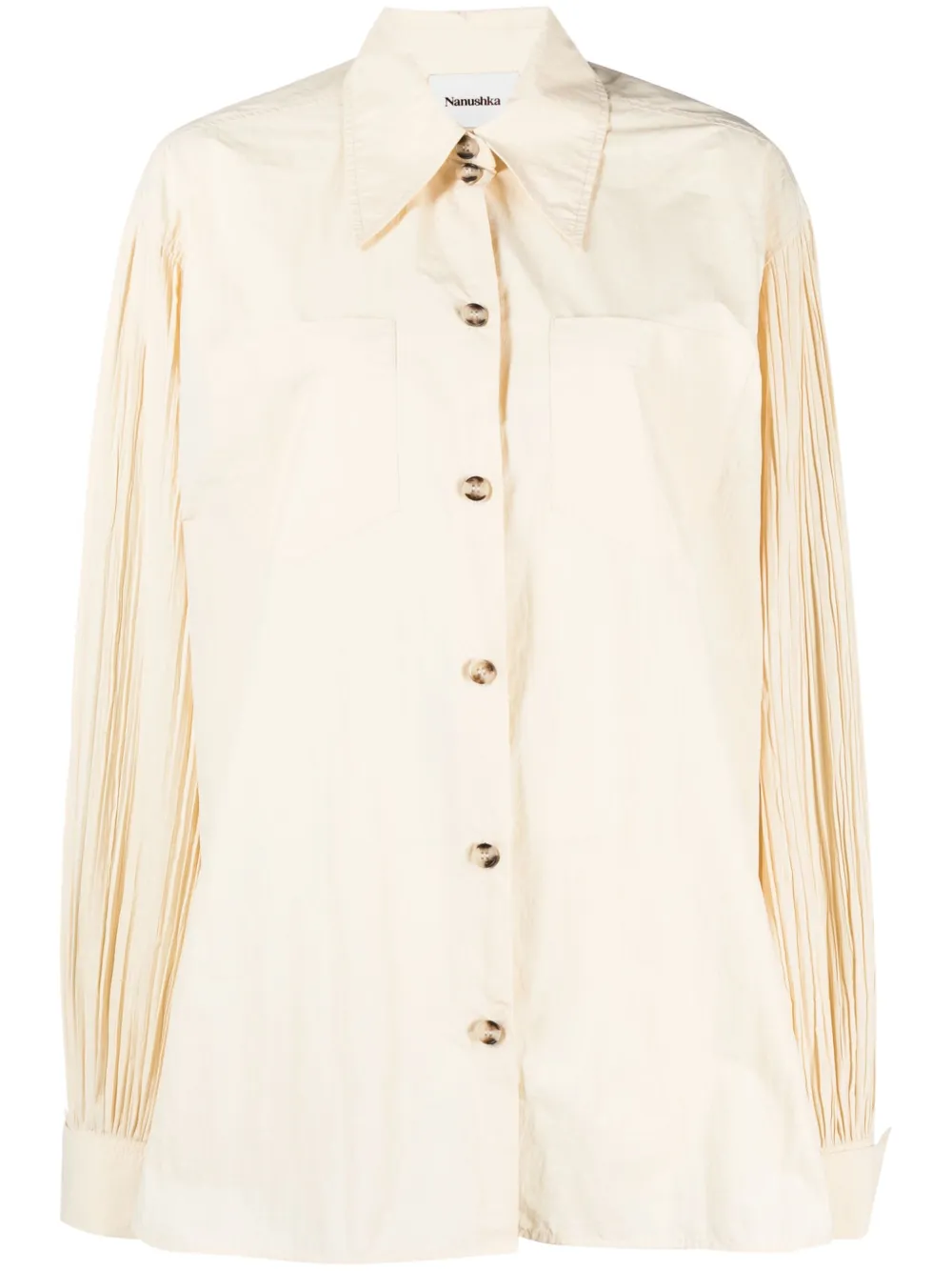 

Поплиновая рубашка Nele с плиссированными рукавами Nanushka, белый