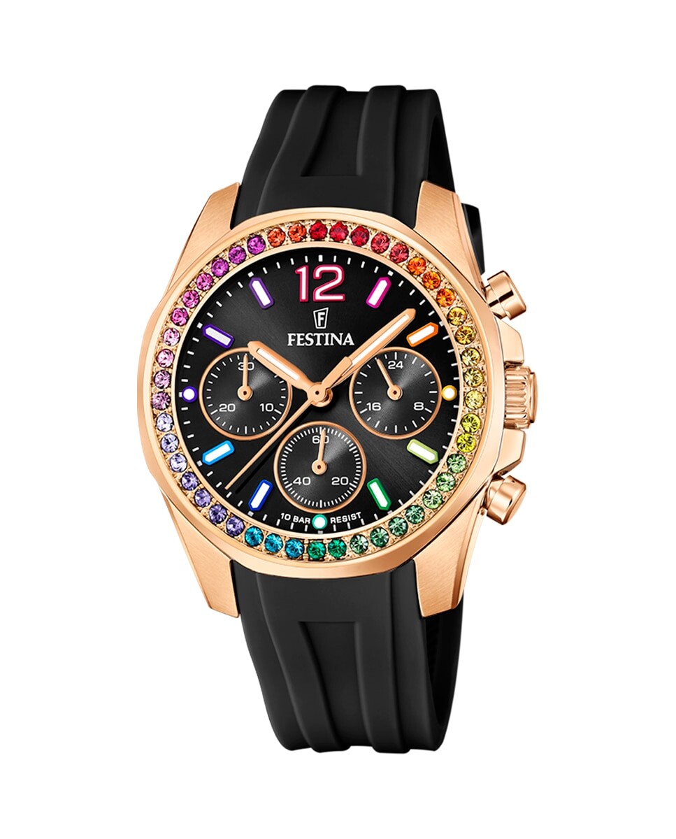 

F20611/3 Женские часы Boyfriend из черной резины Festina, черный