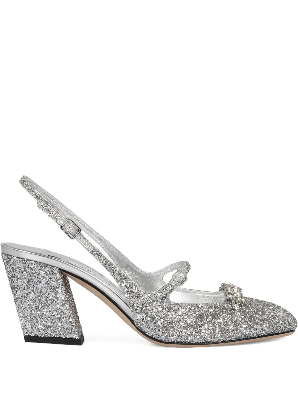 Туфли Belinda 45 с ремешком на пятке и блестками JIMMY CHOO, серебряный