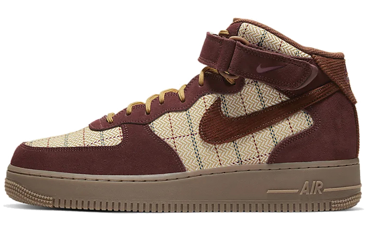 

Кроссовки Nike Air Force 1 Mid 07 LV8 в клетку коричневого цвета, Коричневый, Кроссовки Nike Air Force 1 Mid 07 LV8 в клетку коричневого цвета