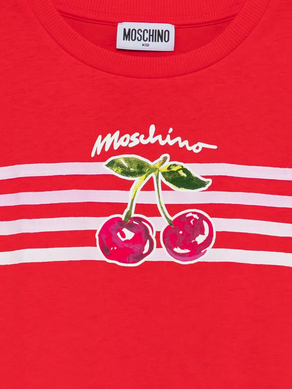 Футболка с принтом вишен Moschino Kids, красный — фото 3