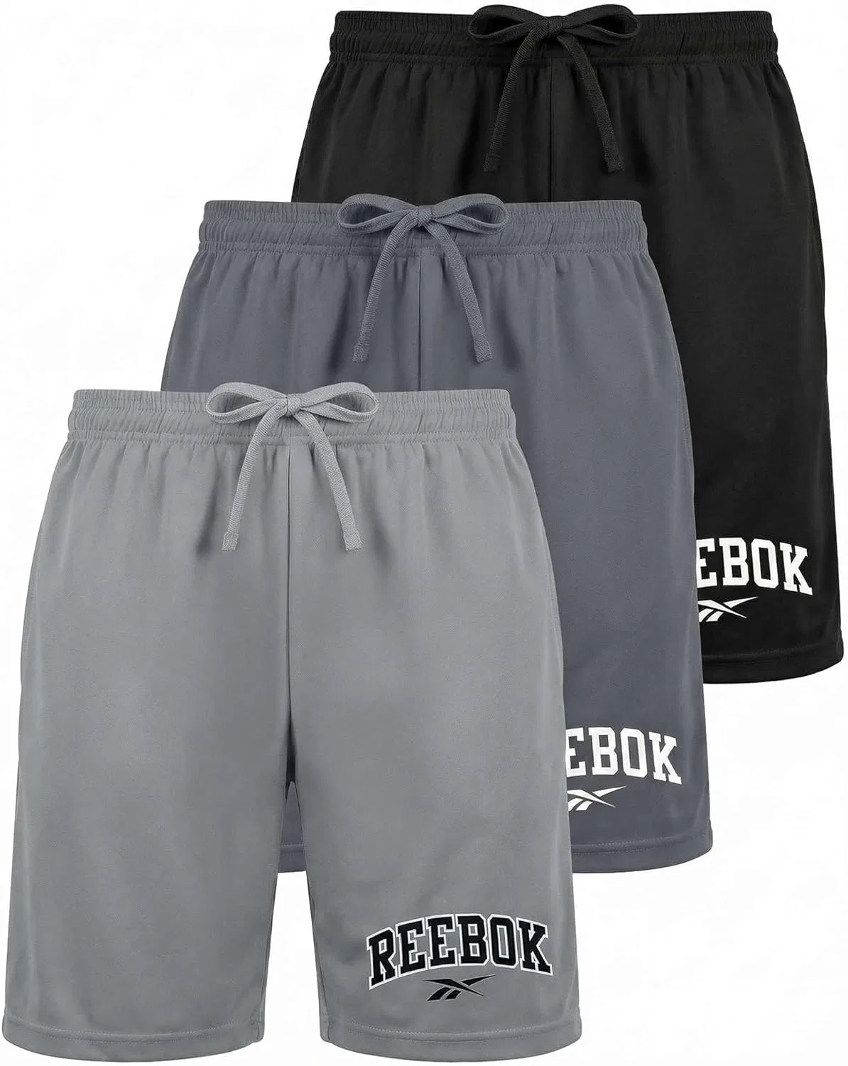 Комплект шорт спортивных для мальчиков Reebok, 3 шт, черный, серый