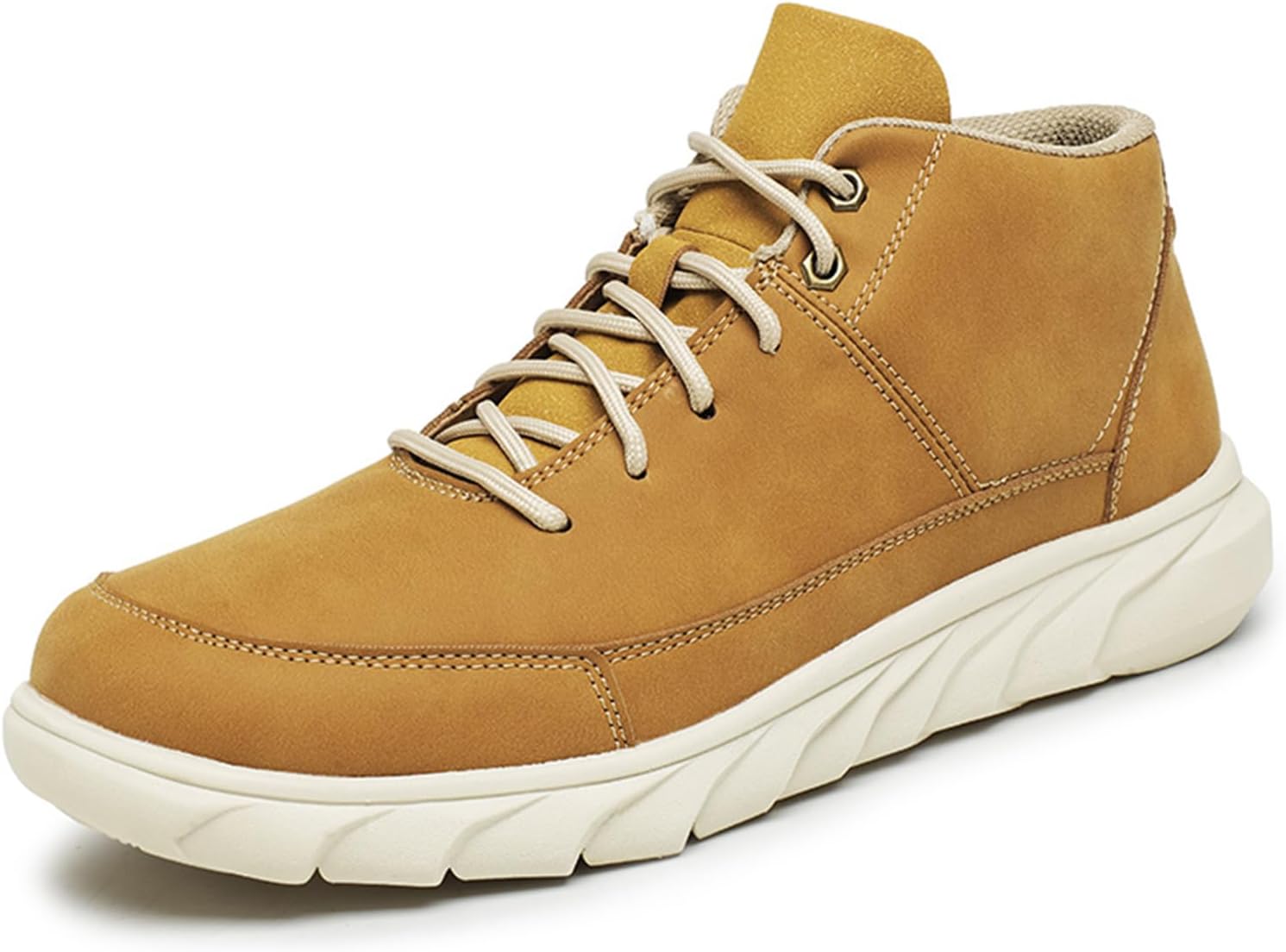 

Мужские кроссовки PTNOKA средней высоты с шнуровкой, удобные, с круглым носком, легкие, противоскользящие, повседневные ботинки, модные кроссовки для прогулок, желтый