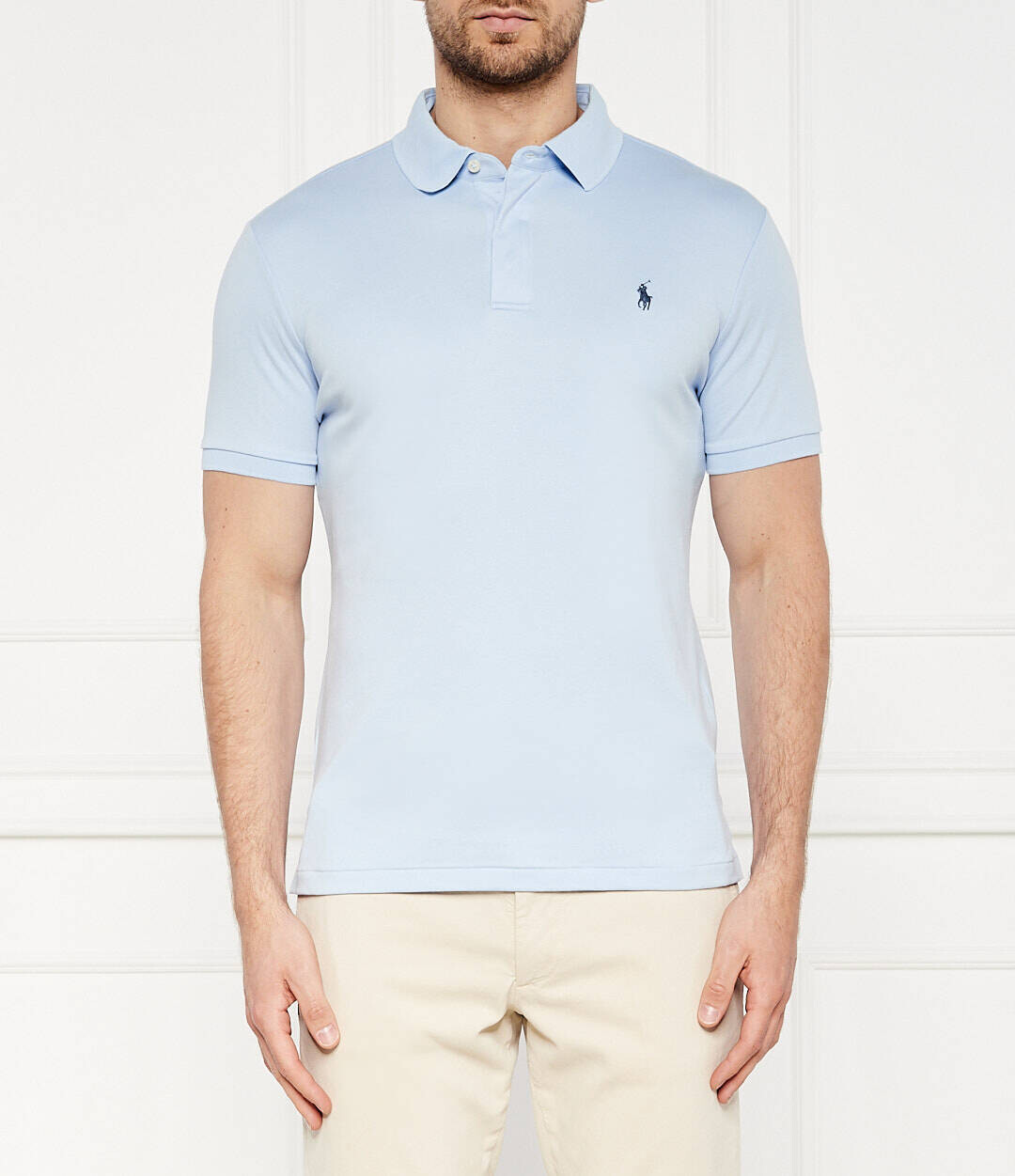 

Поло POLO RALPH LAUREN Custom slim fit, небесно-голубой