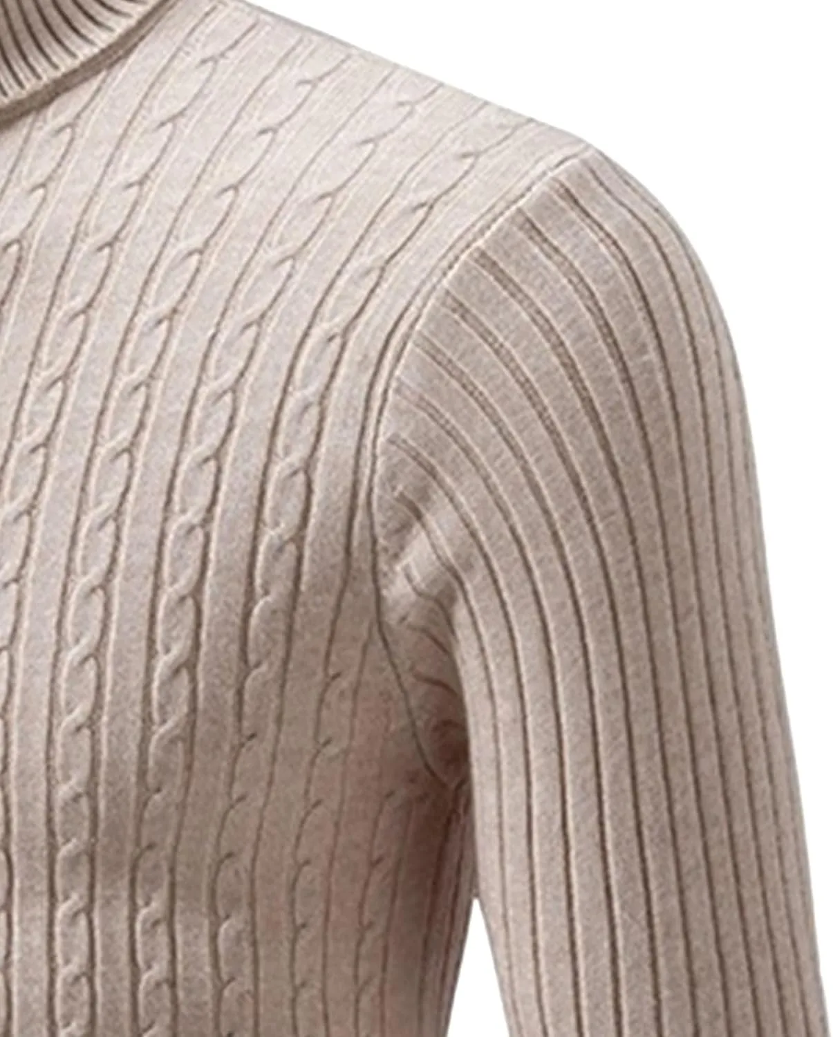 Мужской осенне-зимний тонкий водолазный свитер Casual Cable Knit с длинными рукавами — фото 4