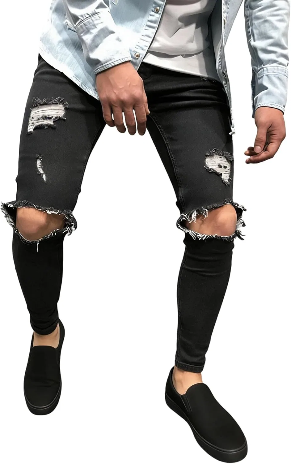 Джинсы карго, слим, Black