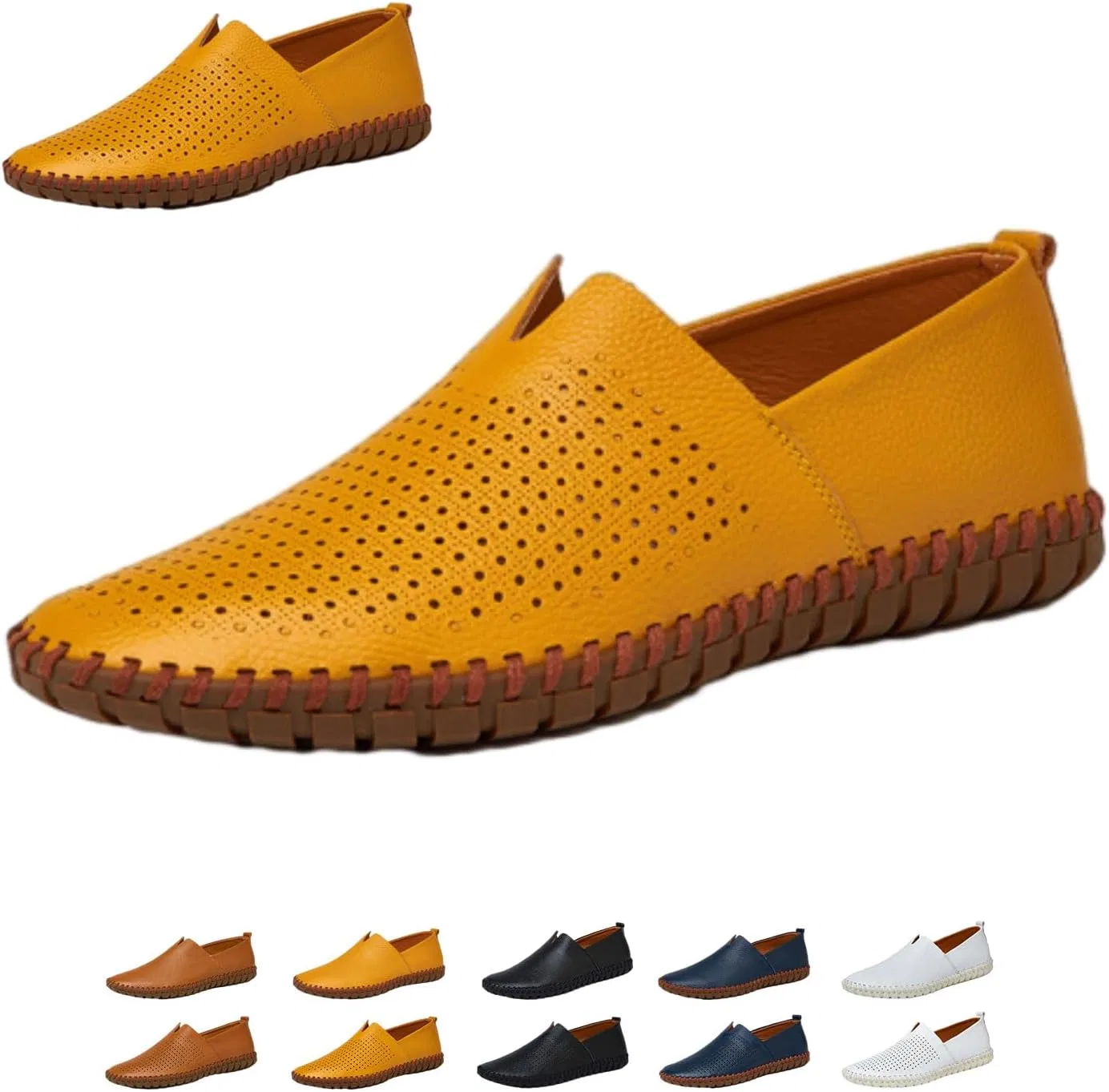 Мокасины кожаные, Loafers & Slip-Ons мужские, желтые GHTRHSB