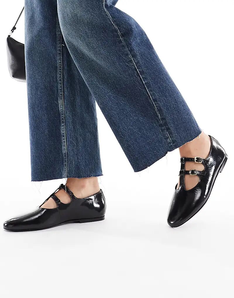 Балетки Schuh Lamp с двойными ремешками черного цвета