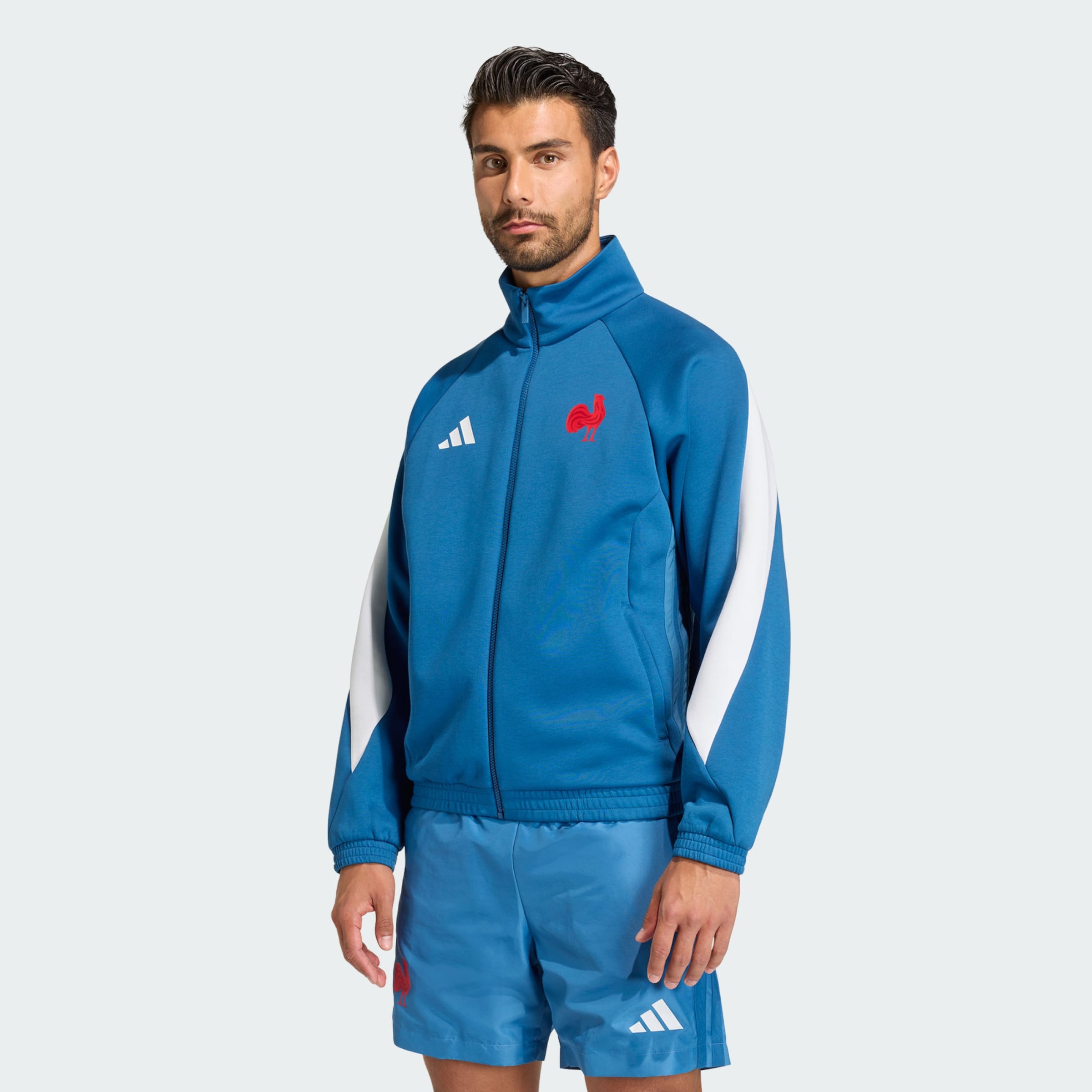 Adidas Performance Спортивная толстовка с молнией 'FFR' в голубом цвете Cyan Blue — фото 2