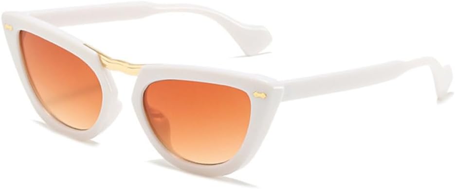 

MUTYNE Популярные модные солнцезащитные очки «кошачий глаз» для женщин, ретро-стиль, с цветными заклепками, декоративные заклепки, мужские солнцезащитные очки UV400, White Tea