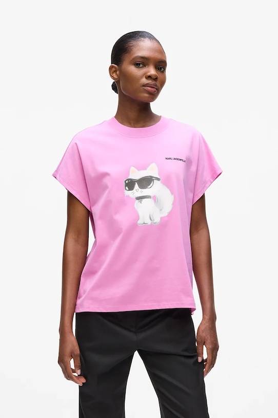 

Футболка IKON AQUARELLE из хлопка Karl Lagerfeld, розовый