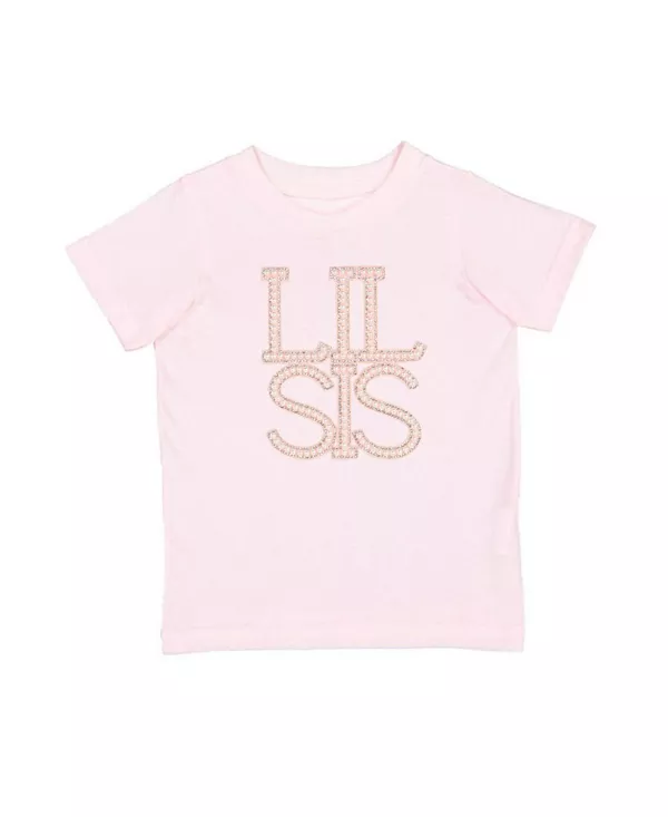 

Детская футболка с коротким рукавом и нашивкой из искусственного жемчуга для малышек. Sweet Wink, розовый
