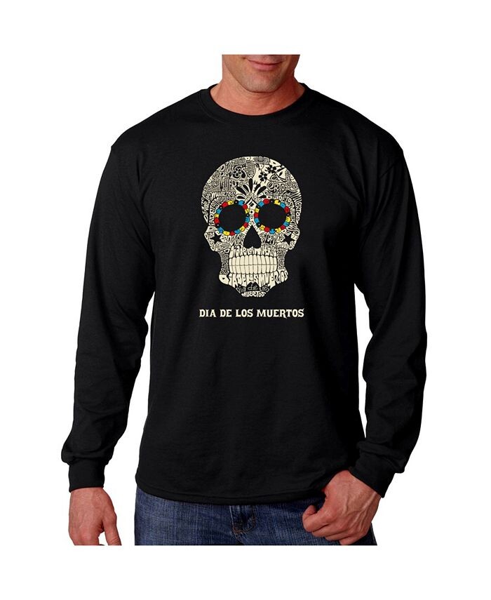 

Мужская футболка Word Art с длинным рукавом Dia De Los Muertos LA Pop Art, черный
