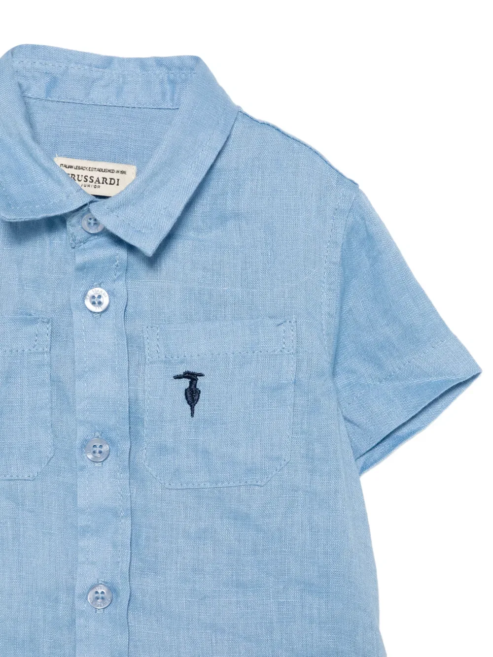 Рубашка с вышитым карманом Trussardi Junior, синий — фото 3