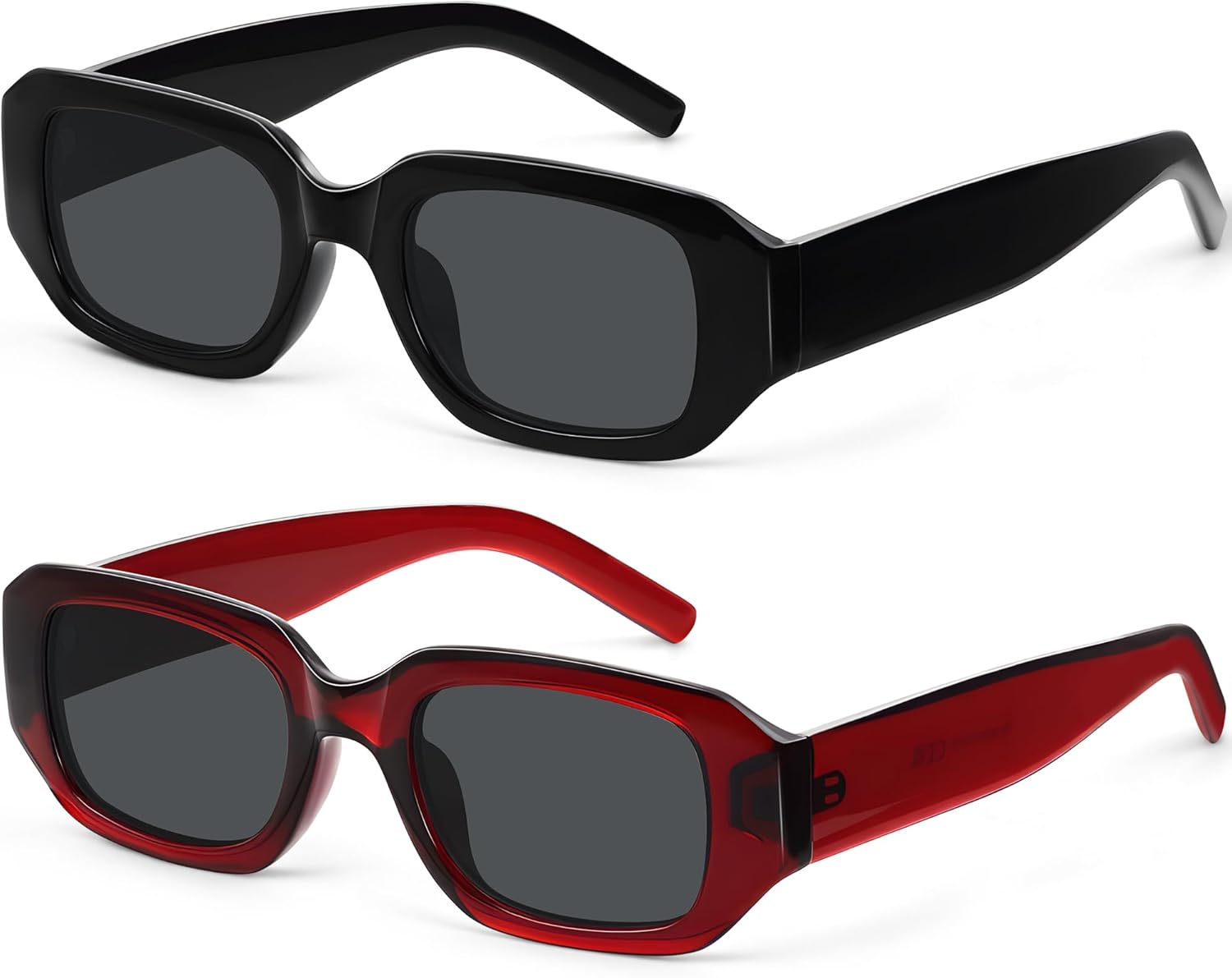 

Модные прямоугольные солнцезащитные очки для женщин в стиле Y2K, винтажные, стильные, с защитой от УФ-излучения, ретро-модные, в массивной квадратной оправе YWWPMDOF, Black/Grey + Dark Red/Grey