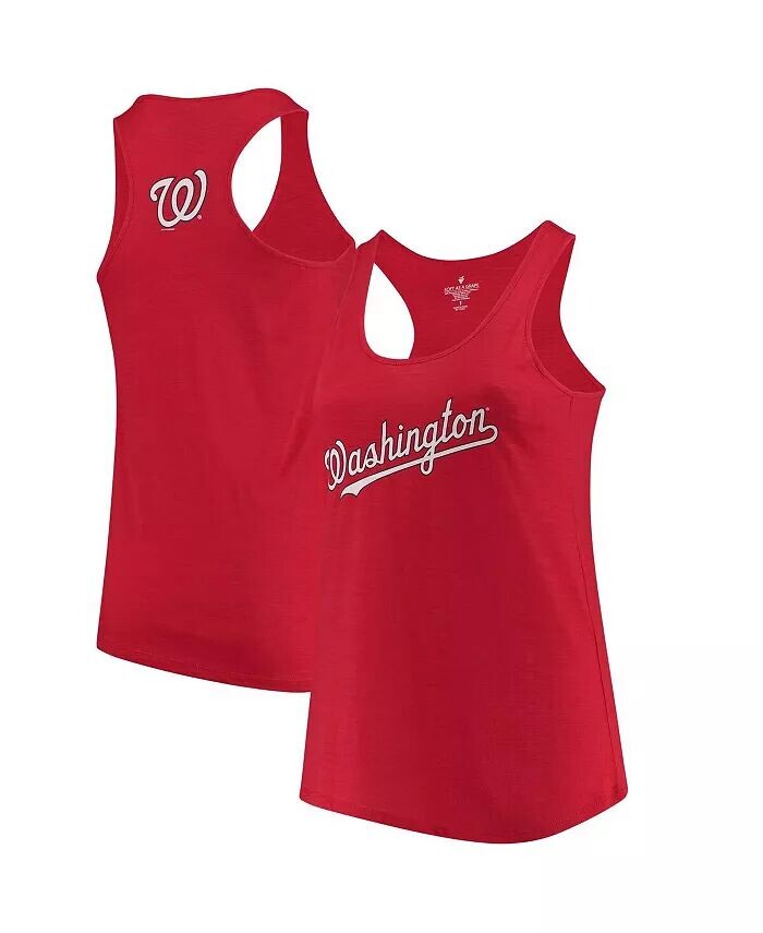 

Женская красная майка больших размеров Washington Nationals Swing for the Fences Racerback Soft As A Grape
