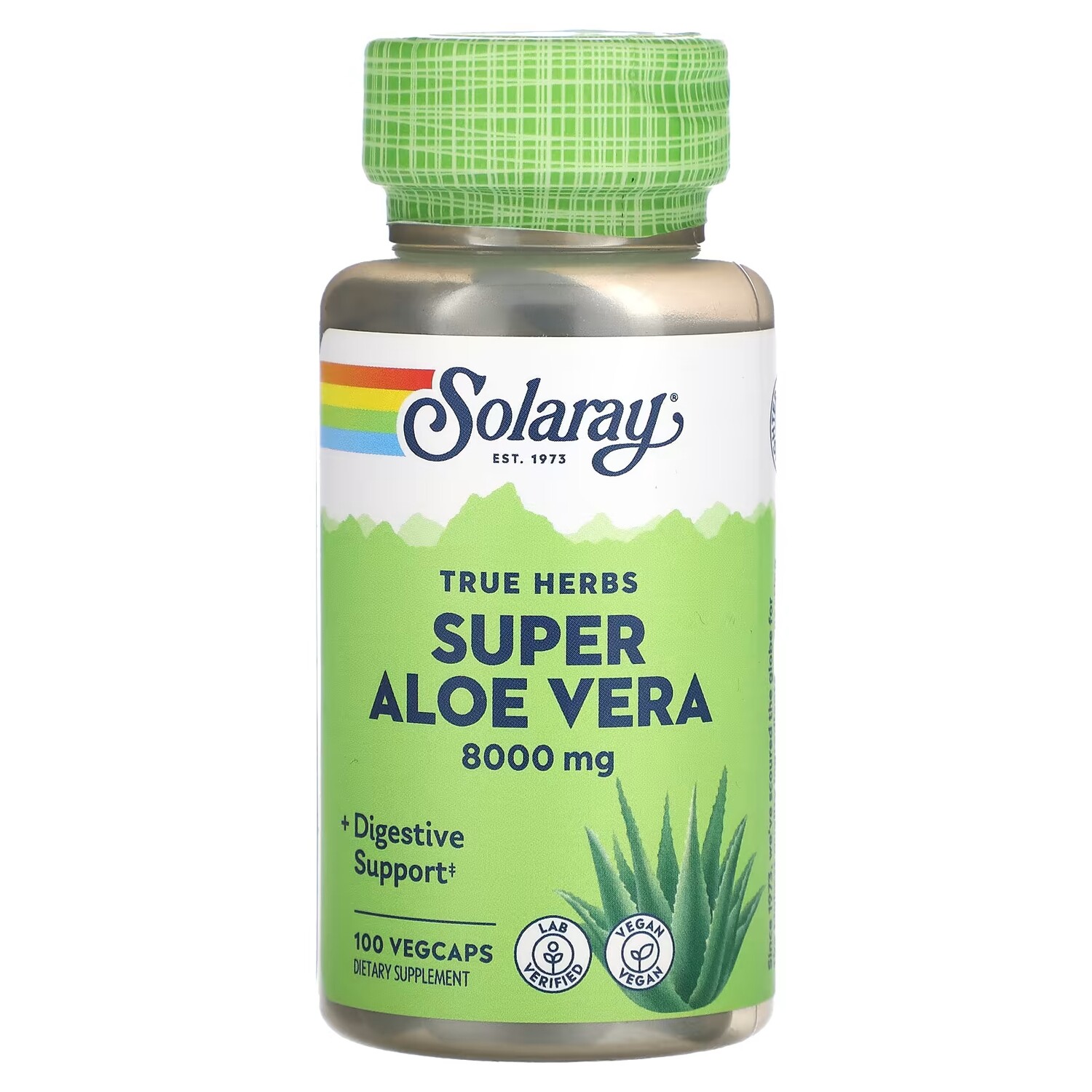 

Solaray True Herbs Супер Алоэ Вера 8000 мг 100 растительных капсул