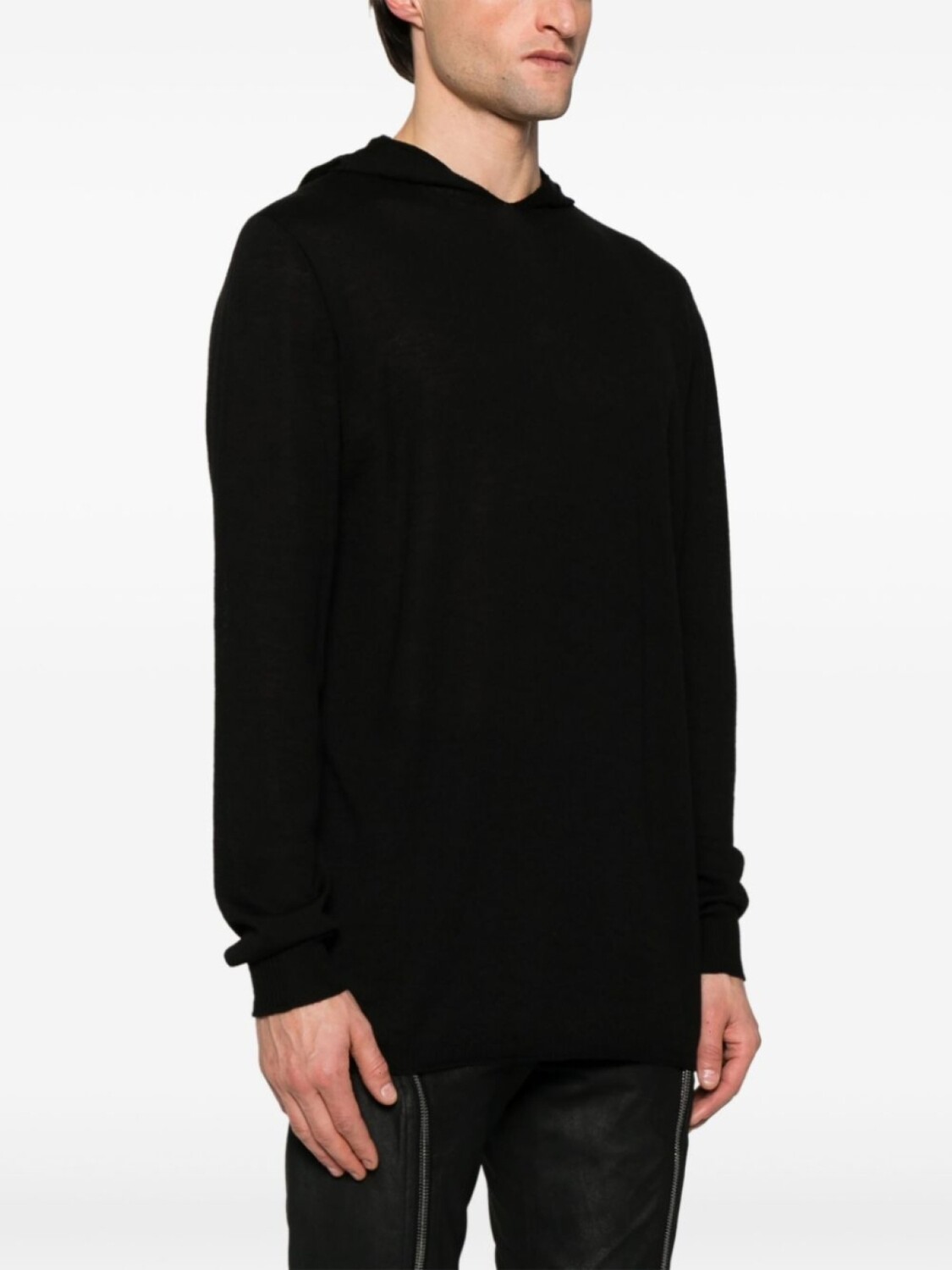 Толстовка с капюшоном тонкой вязки Rick Owens, черный — фото 3