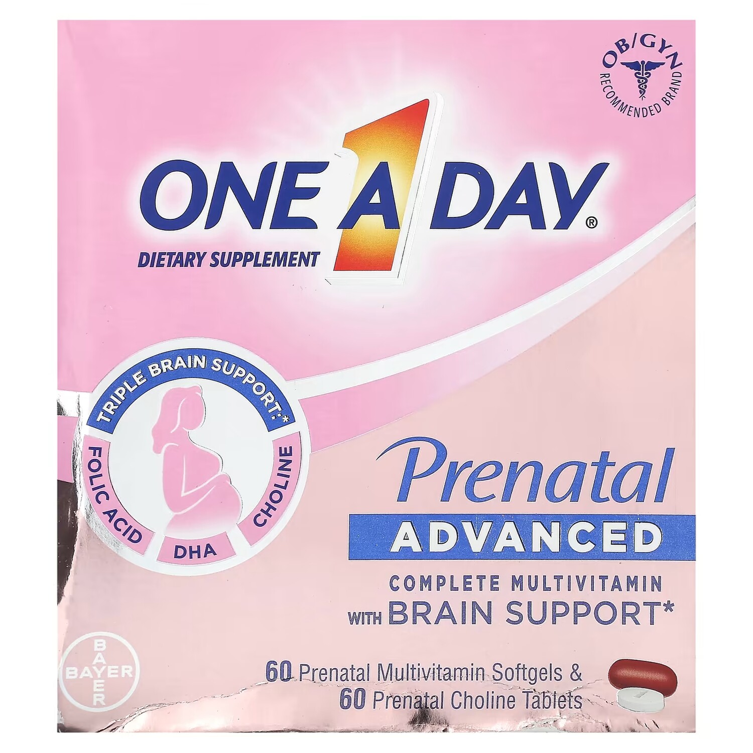 

Мультивитамины для беременных One-A-Day Prenatal With Brain Support, 2 шт 60 таблеток