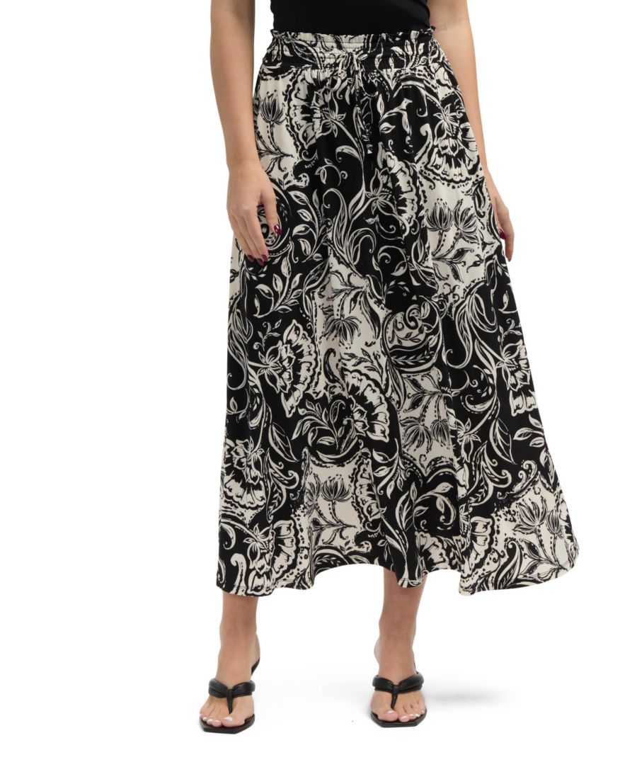 

Женские льняные брюки с присборенными штанинами и широкими штанинами Ellen Tracy, Black batik floral