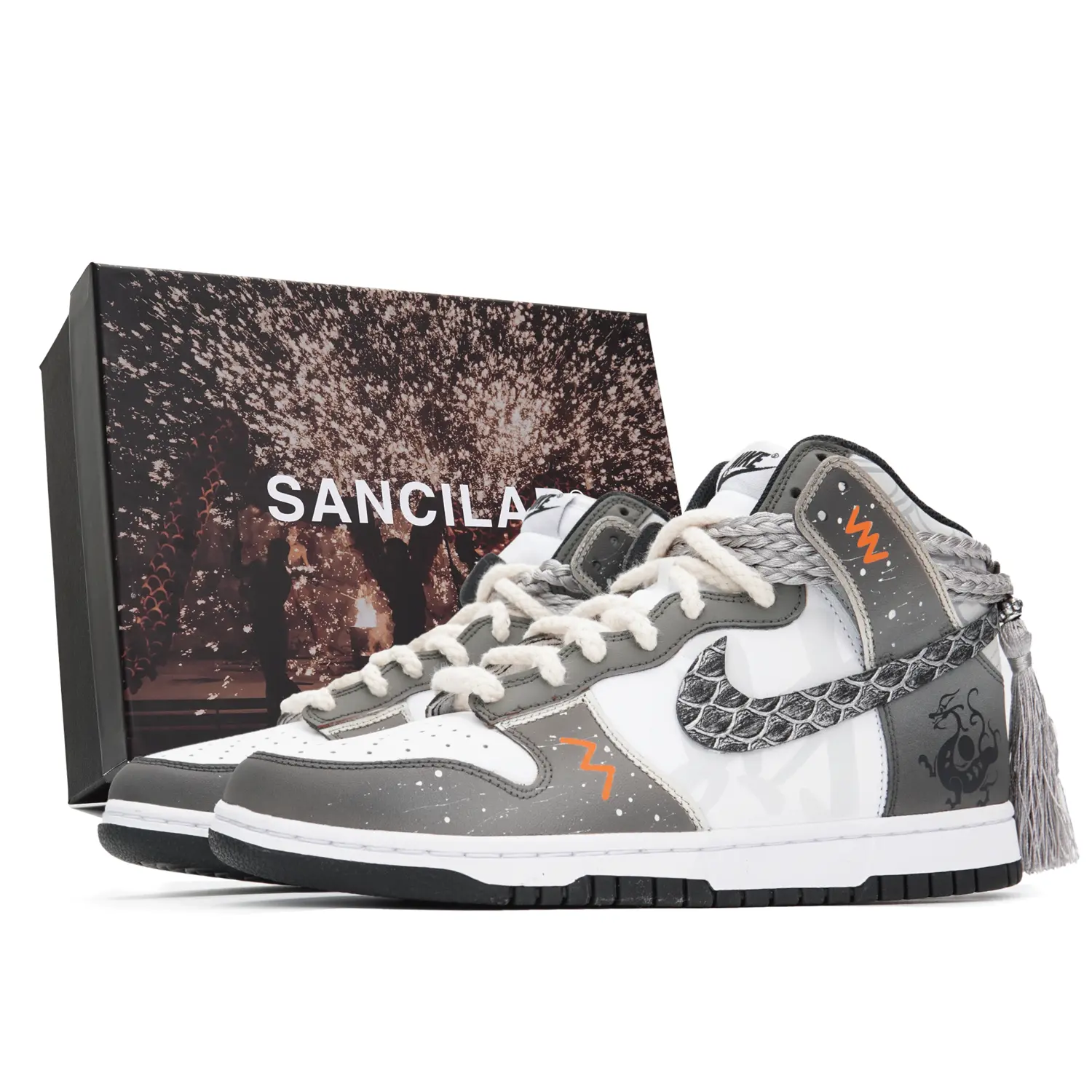 

Кроссовки Nike Dunk Skateboarding Shoes Men High-top Gray, черный
