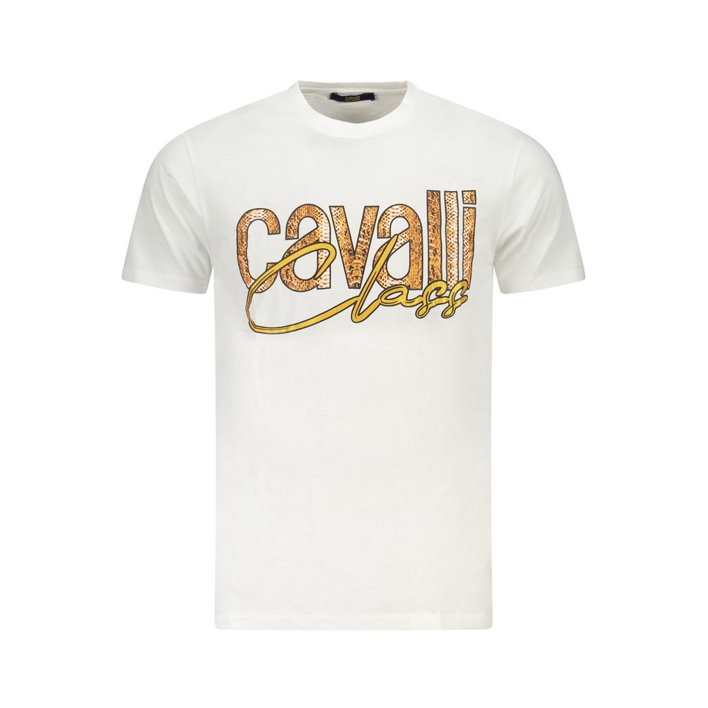 

Белая хлопковая мужская футболка Cavalli Class